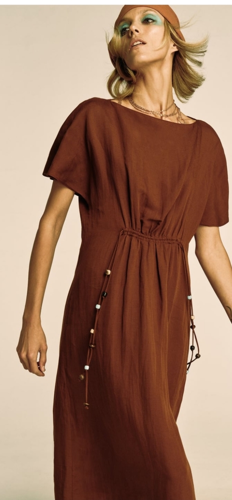NWT Zara linen blend beaded tunic dress 👗
